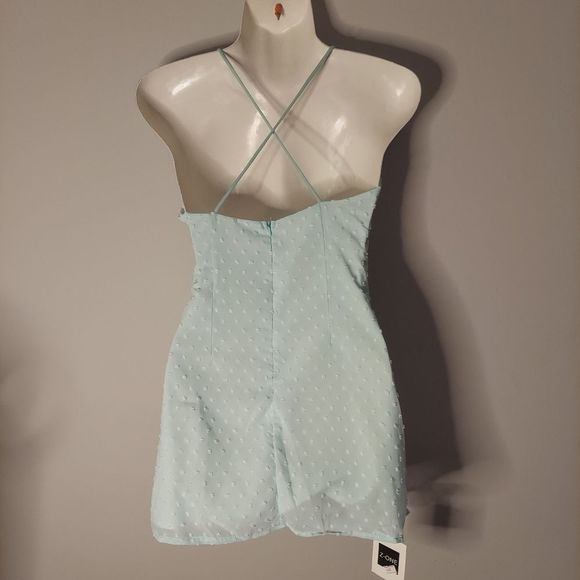 Spaghetti Strap Tie-Front Dotted A-Line Dress - Picture 6 of 10